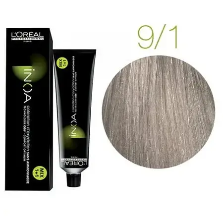 Loreal Professionnel Paris Inoa #9.1 Very Light Ash Blonde No Ammonia Permanent Hair Color Original-9.1/9B 2 Ounce 60 Gram