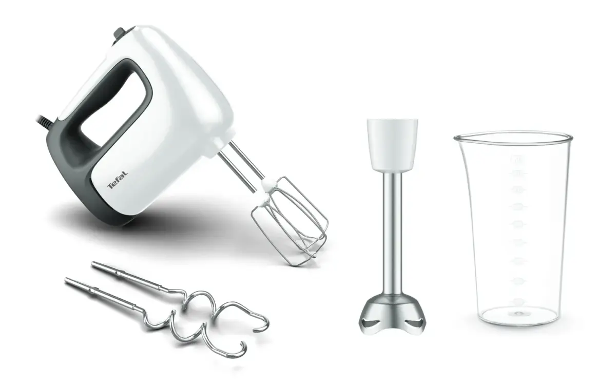 TEFAL mikseris Prep'Mix+, 500W, balts/pelēks