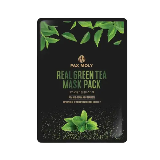 PaxMoly, Real Green Tea, Hydration & Elasticity, Sheet Mask, For Face, 25 ml