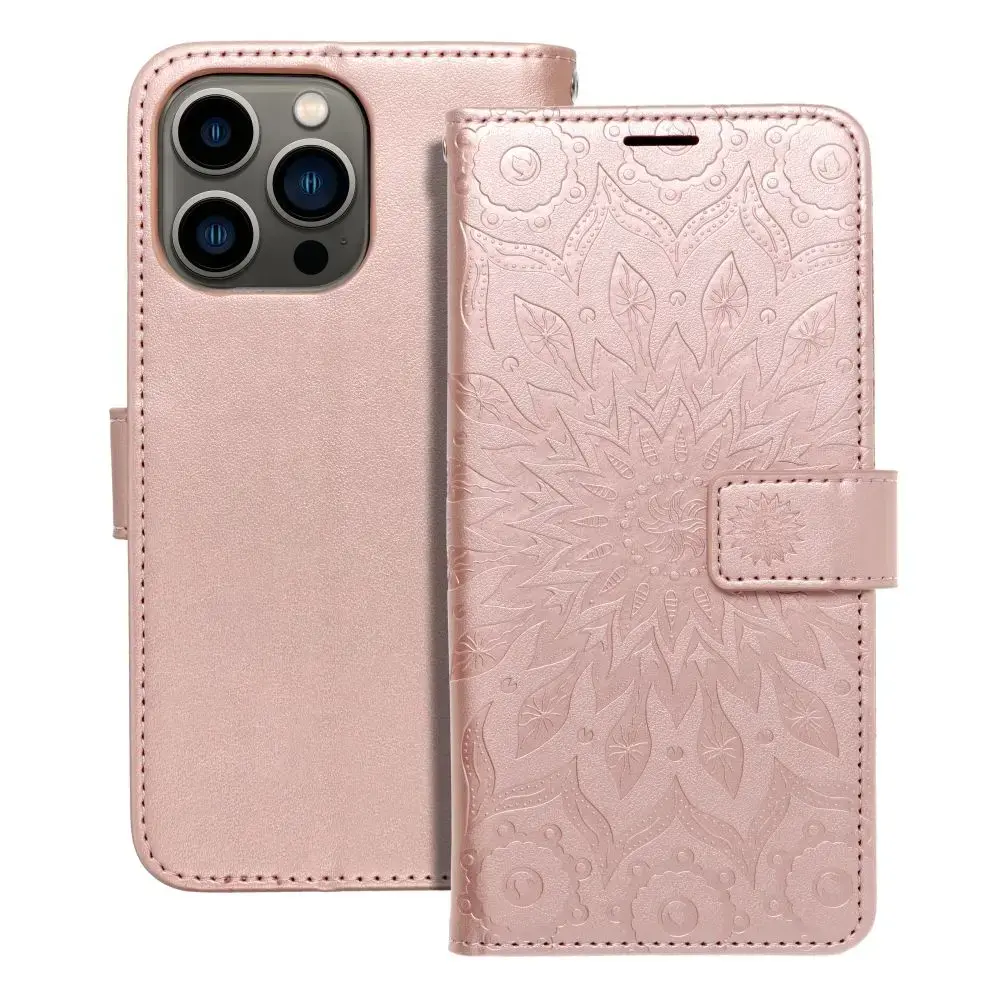 MEZZO mandala grāmatveida maciņš telefonam iPhone 13 Pro rozā