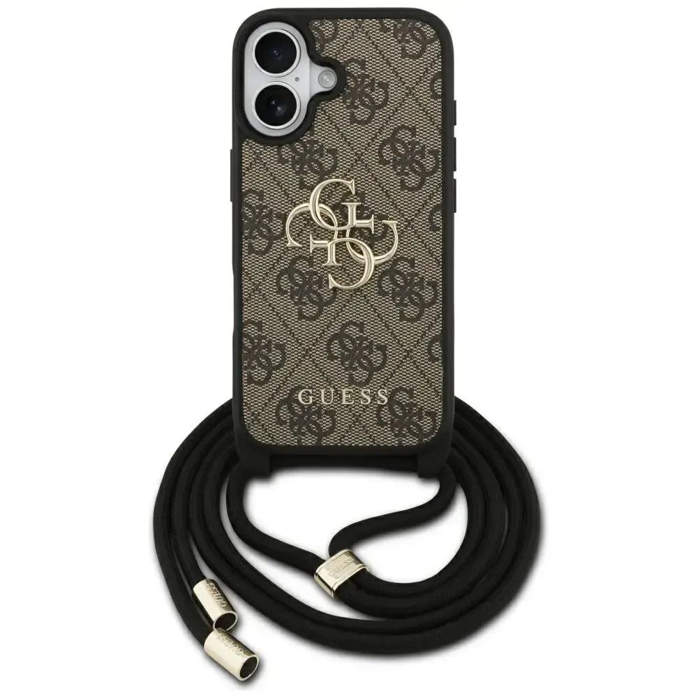 Guess 4G Big Logo Cord Stap Crossbody maciņš telefonam iPhone 17 brūns
