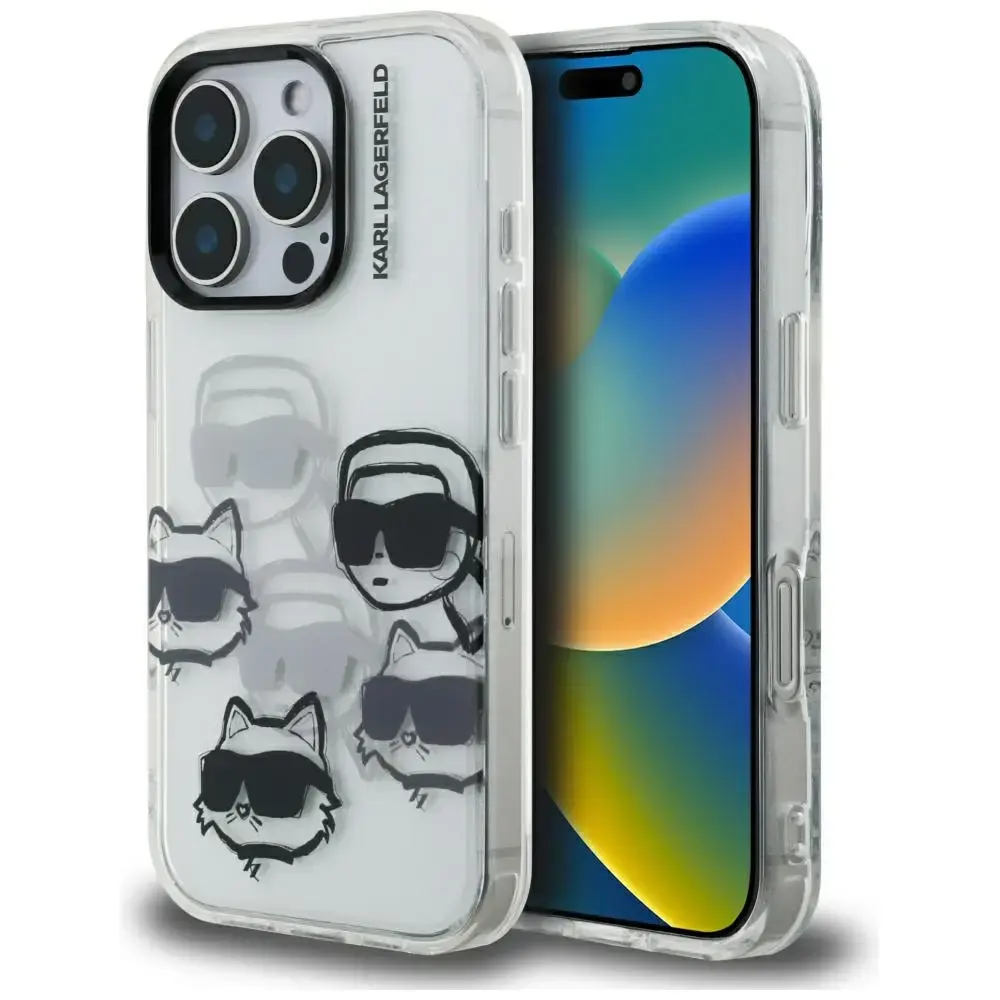 Case Karl Lagerfeld IML Multi K&C Head Pattern for iPhone 16 Pro trans[arent