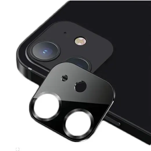 USAMS Camera Lens Glass iPhone 12 minimetal czarny|black BH706JTT01 (US-BH706)