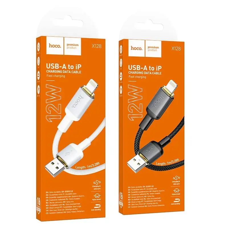 Cable USB A to Lightning Hoco 2,4A 1 m X128 Benefit black