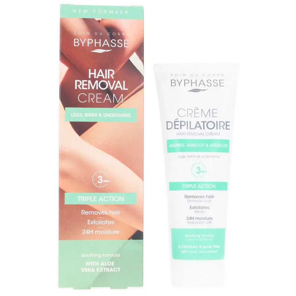 Byphasse, Byphasse, Aloe Vera, Hair Removal Cream, For All Skin Types, For Legs, 125 ml