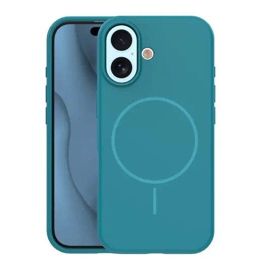 Silicone Thin чехол с поддержкой MagSafe для телефона iPhone 17 синий