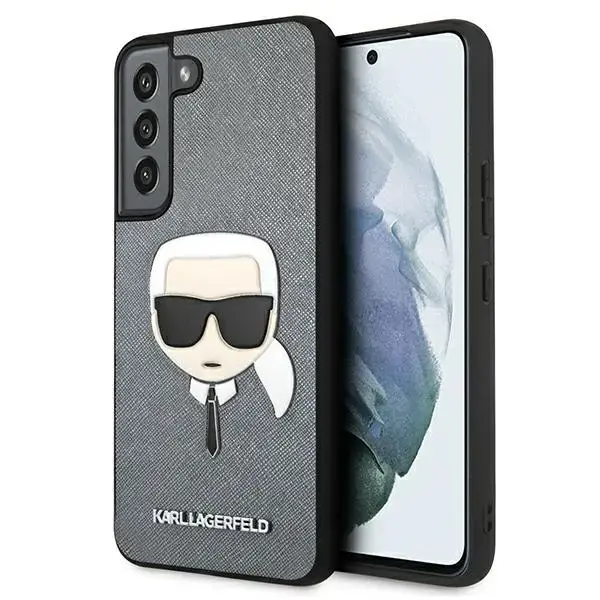 Karl Lagerfeld PU Saffiano Karl Head Case for Samsung Galaxy S22 Silver