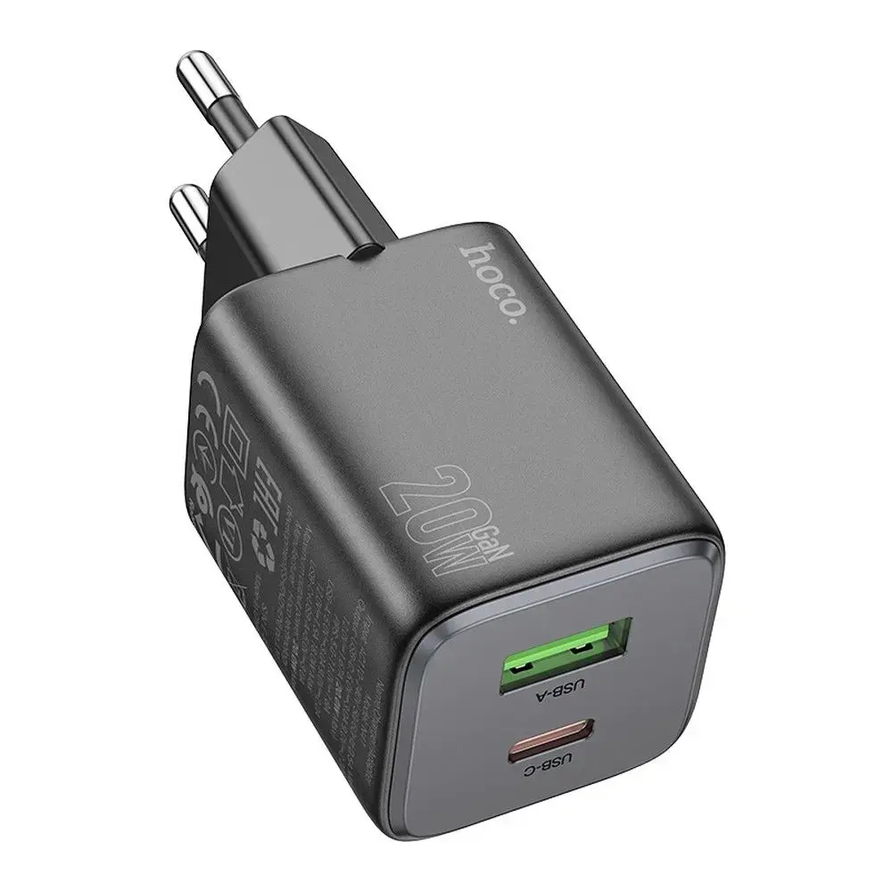 HOCO N41 reisilaadija | 20W | PD, QC, GaN, PPS | USB-C, USB-A | must