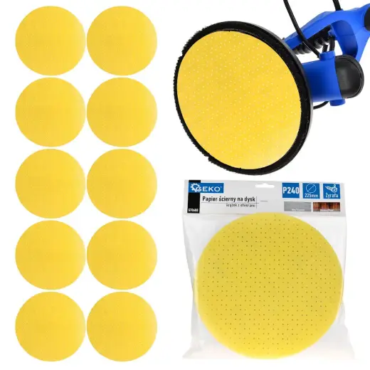 Alumīnija oksīda abrazīvais disks, dzeltens, žirafes slīpmašīnai, 225mm, grauds 240