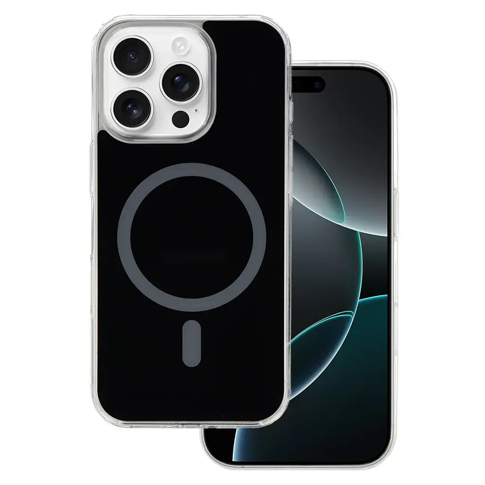 Glossy maciņš ar MagSafe atbalstu telefonam iPhone 16 Pro melns
