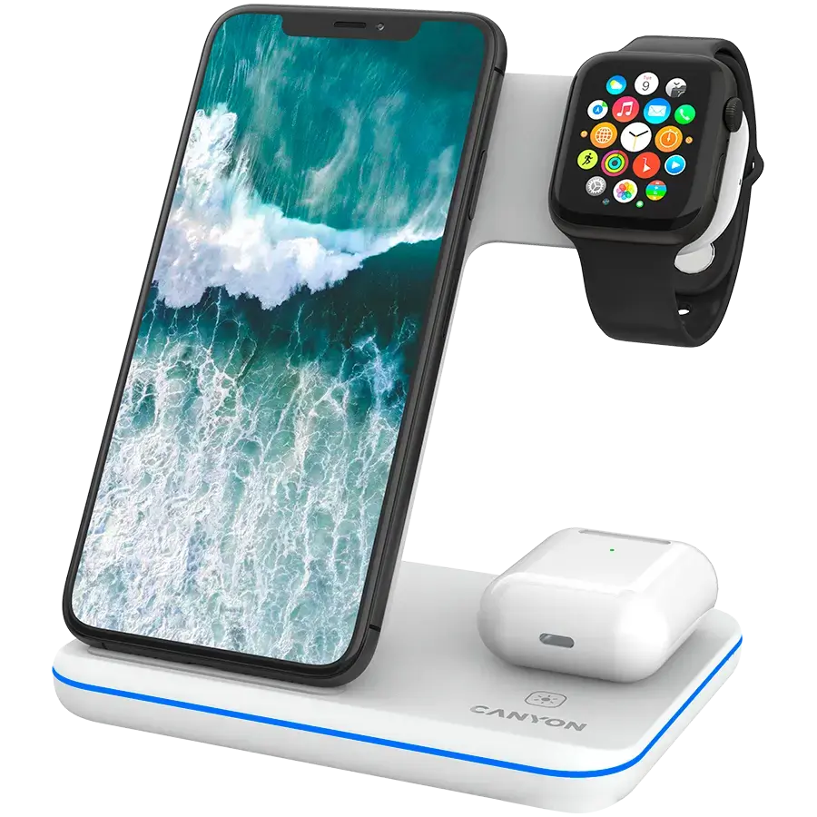 CANYON wireless charger WS-303 15W 3in1 White
