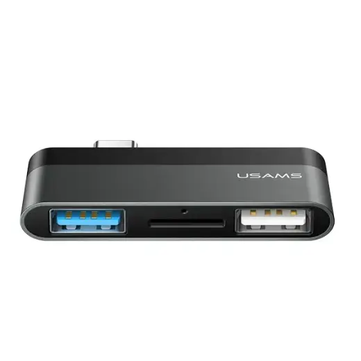 USAMS Adapter USB-C Mini HUB 2xUSB +Micro SD szary|grey SJ463HUB01 (US-SJ463)