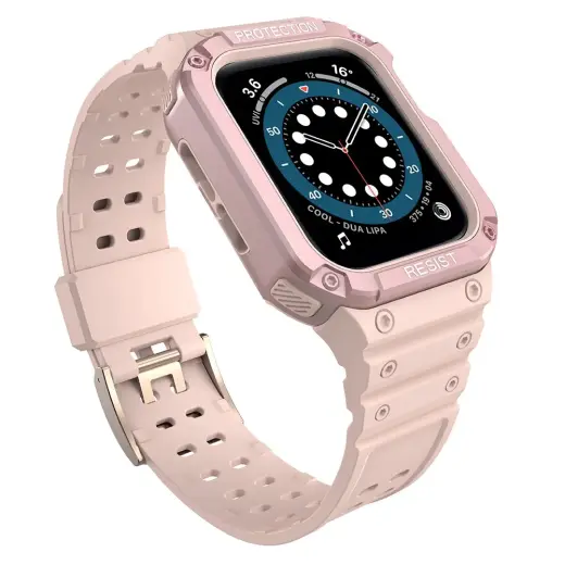 Protect Strap Band Band with Case for Apple Watch 7 | SE (41|40 | 38mm) Case Armored Watch Cover Pink