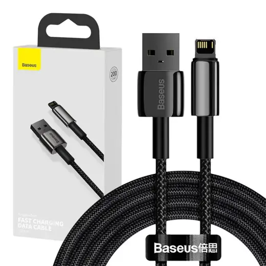 Baseus Tungsten Gold data transfer and charging cable | USB-A to Lightning | 12W | 2m | black