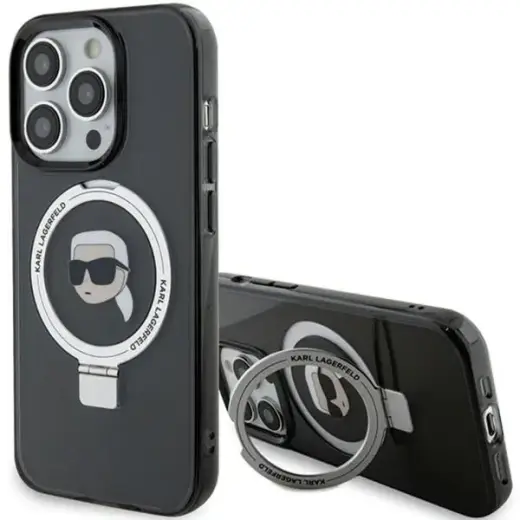 Karl Lagerfeld KLHMP15LHMRSKHK iPhone 15 Pro 6.1" black|black hardcase Ring Stand Karl Head MagSafe