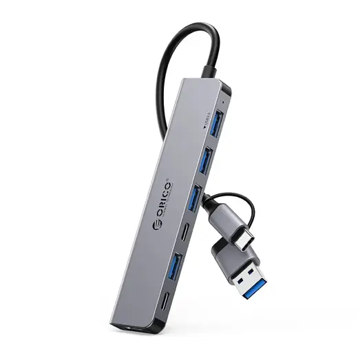 Orico YSA7-U3 USB-A|USB-C Hub Docking Station 4x USB-A 2.0 + 1x USB-A 3.0 + 2x USB-C 2.0 - Gray