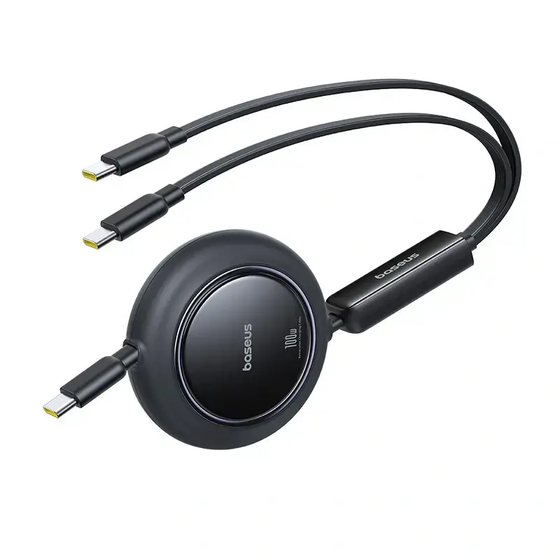 Baseus Free2Pull Mini 3-in-1 andmeedastus- ja laadimiskaabel | USB-C kuni USB-C, USB-C | 100W | 1.2m | must