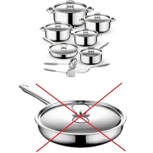 Retoo OR205 Set of pots with lids and kitchen utensils (pan is missing)