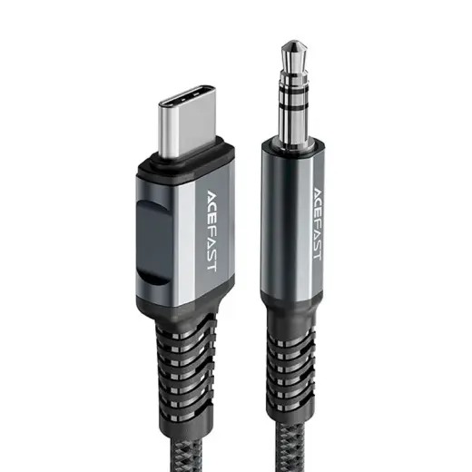 Acefast USB Type C audio cable - 3.5mm mini jack (male) 1.2m, AUX gray (C1-08 deep space gray)