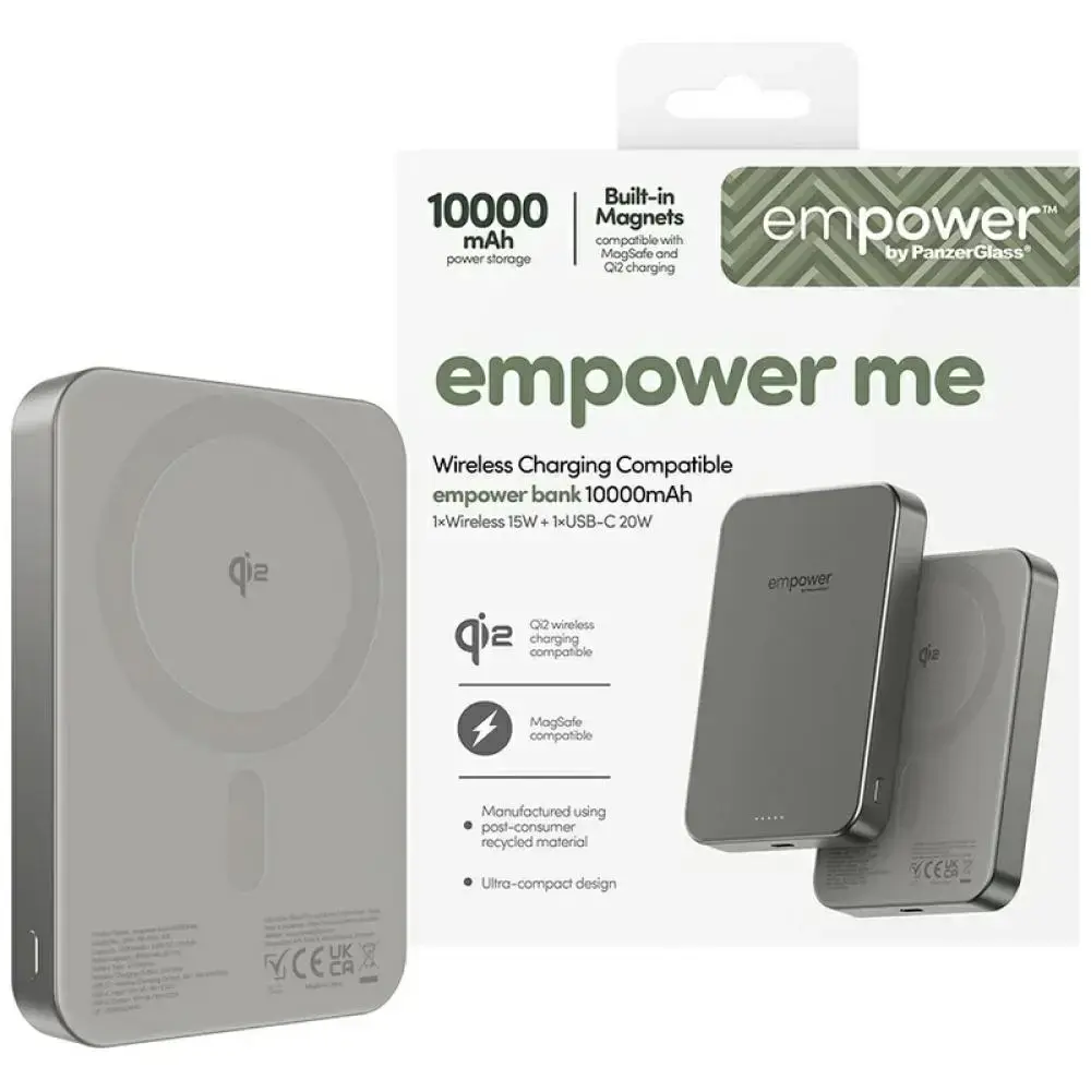 empower by PanzerGlass ārējais akumulators (powerbank) | 10 000 mAh | titāna krāsā