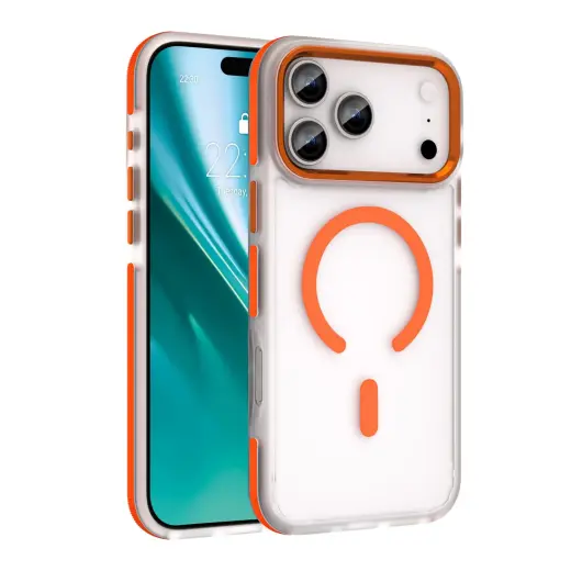 Etteri Icy Mag telefono dėklas su MagSafe palaikymu iPhone 15 oranžinis