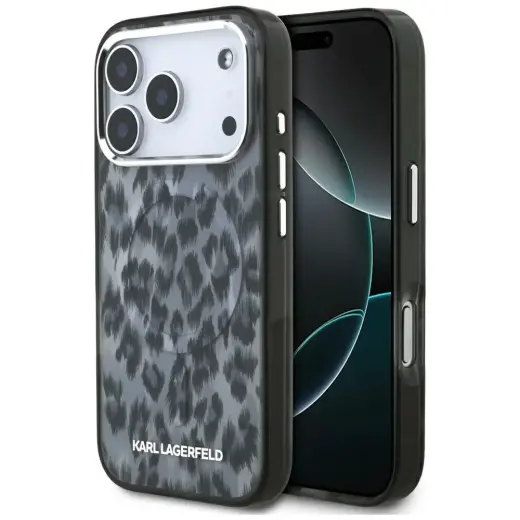 Etui Karl Lagerfeld IML Leopard Pattern   MagSafe do iPhone 17 Pro czarny