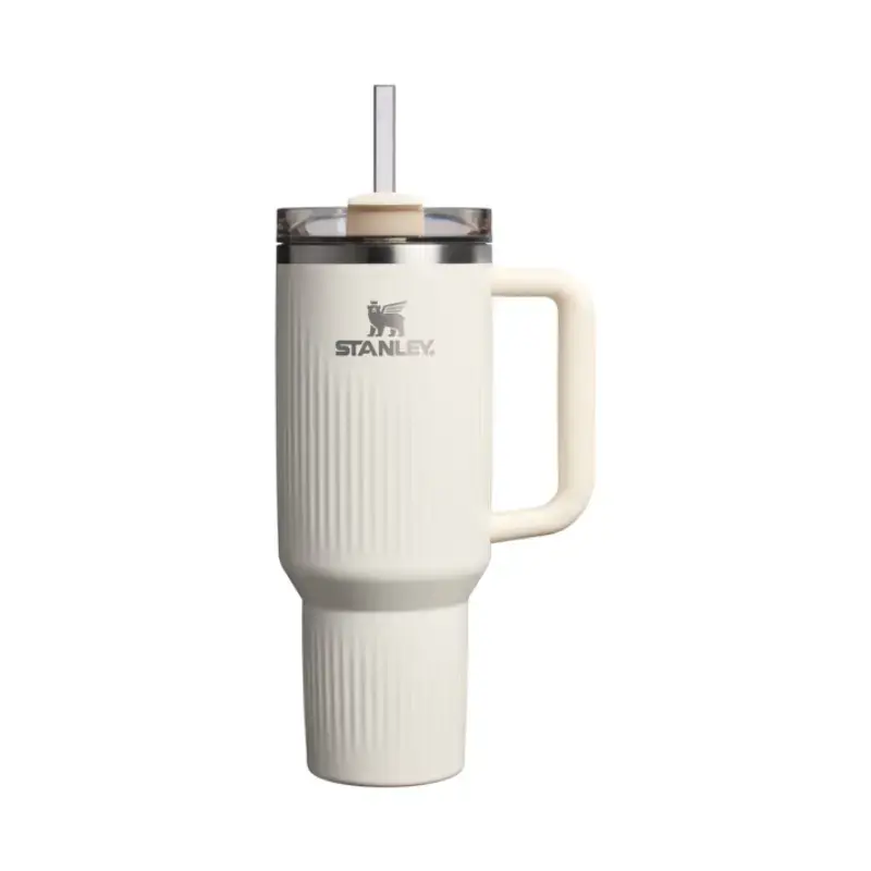 Termokrūze ar salmiņu The Quencher H2.0 Fluted Tumbler 1.18L glancētā krēmkrāsā