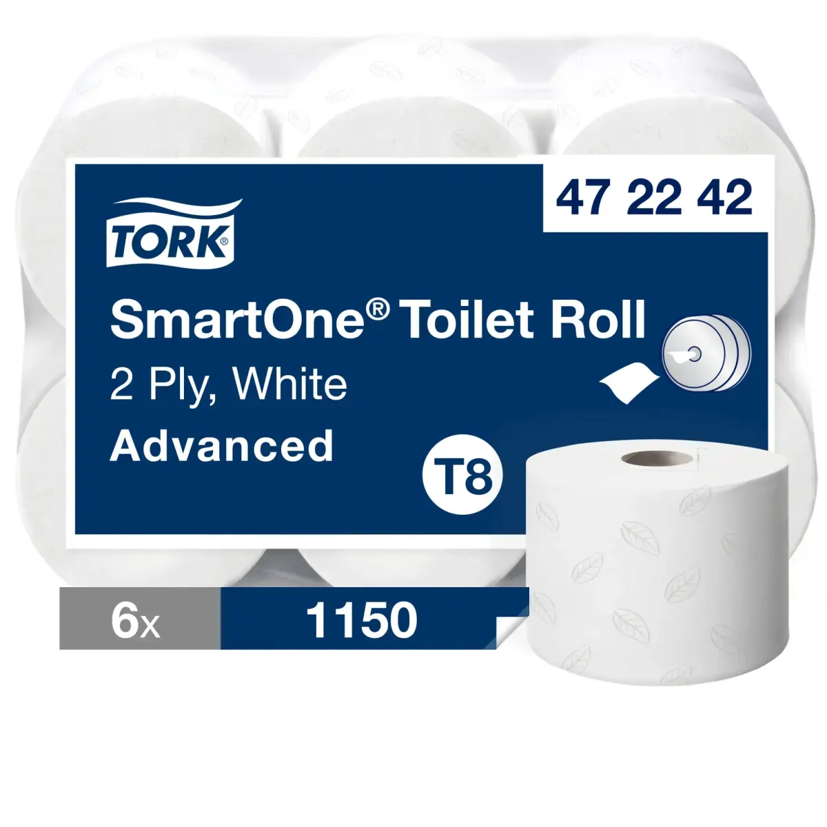 Tualetes papīrs TORK Advanced SmartOne, 2 sl., 1150 lapiņas rullī, 13.4x18 cm, 207 m, baltā krāsā