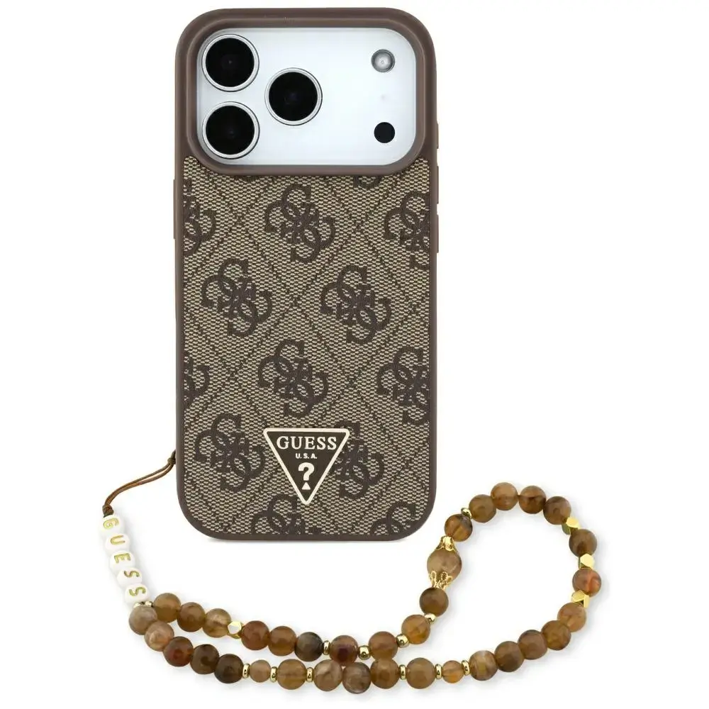 Etui Guess 4G Strap Triangle Logo         MagSafe do iPhone 17 Pro brązowy