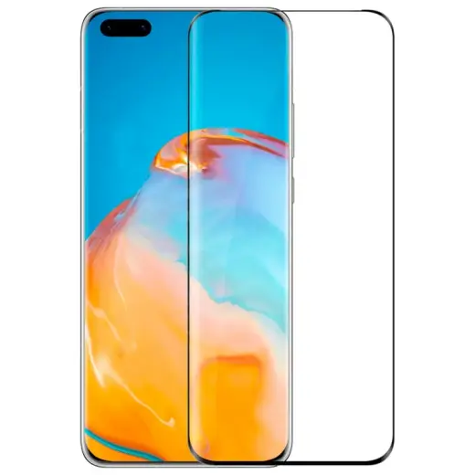 Fusion Full Glue 5D Tempered Glass Aizsargstikls Pilnam Ekrānam Huawei P40 Pro Melns