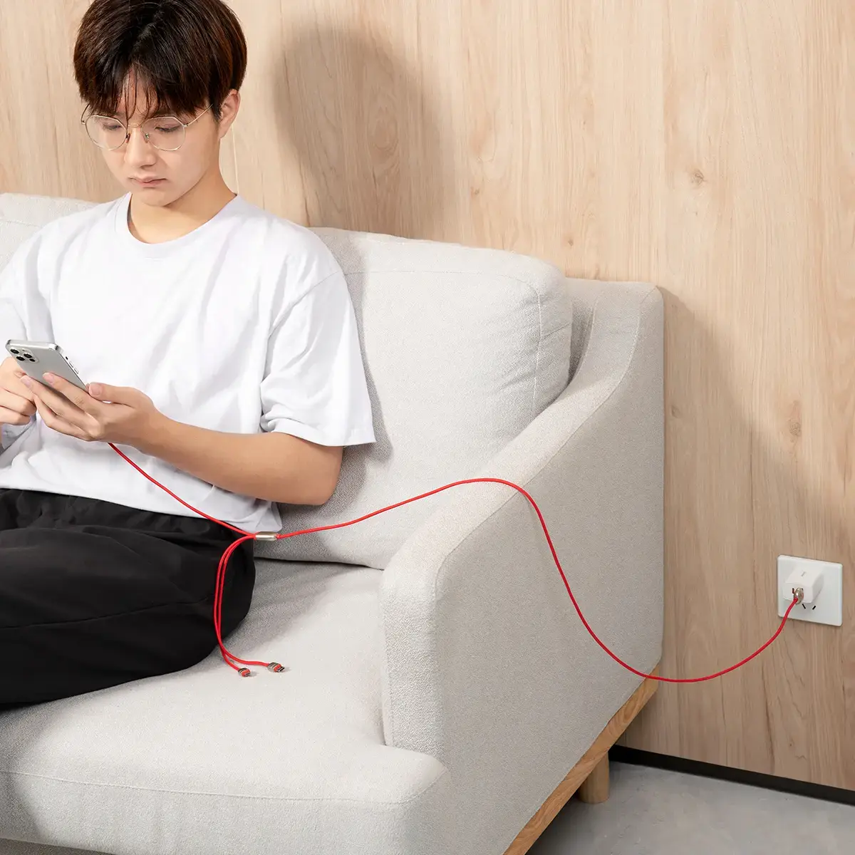 Baseus CASX010009 3-in-1 data transfer and charging cable | USB-A to Micro USB, USB-C, Lightning | 18W | 1.2m | red