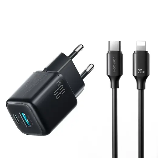 Joyroom JR-TG7 tīkla lādētājs | 33W | USB-A, USB-C, Lightning | ar USB-C uz Lightning vadu komplektā | melns