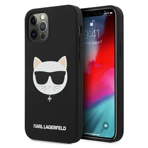 KLHCP12LSLCHBK Karl Lagerfeld Choupette Head Silicone Case for iPhone 12 Pro Max 6.7 Black