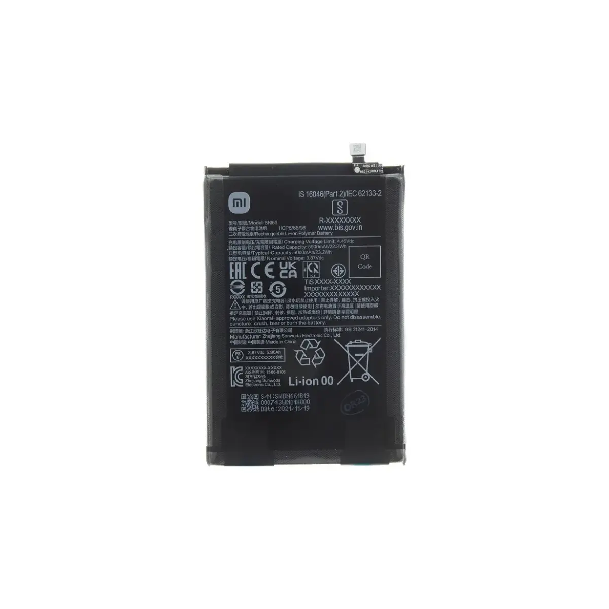 BN66 Xiaomi Original Battery 6000mAh (Service Pack)