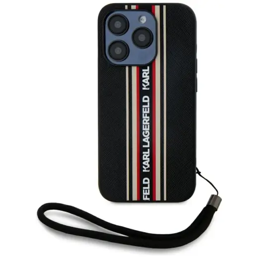 Чехол для телефона Karl Lagerfeld Saffiano Athleisure Stripes Cord для iPhone 15 Pro красный