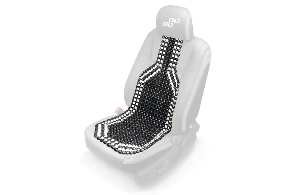 Seat mat, long, black with beige finish