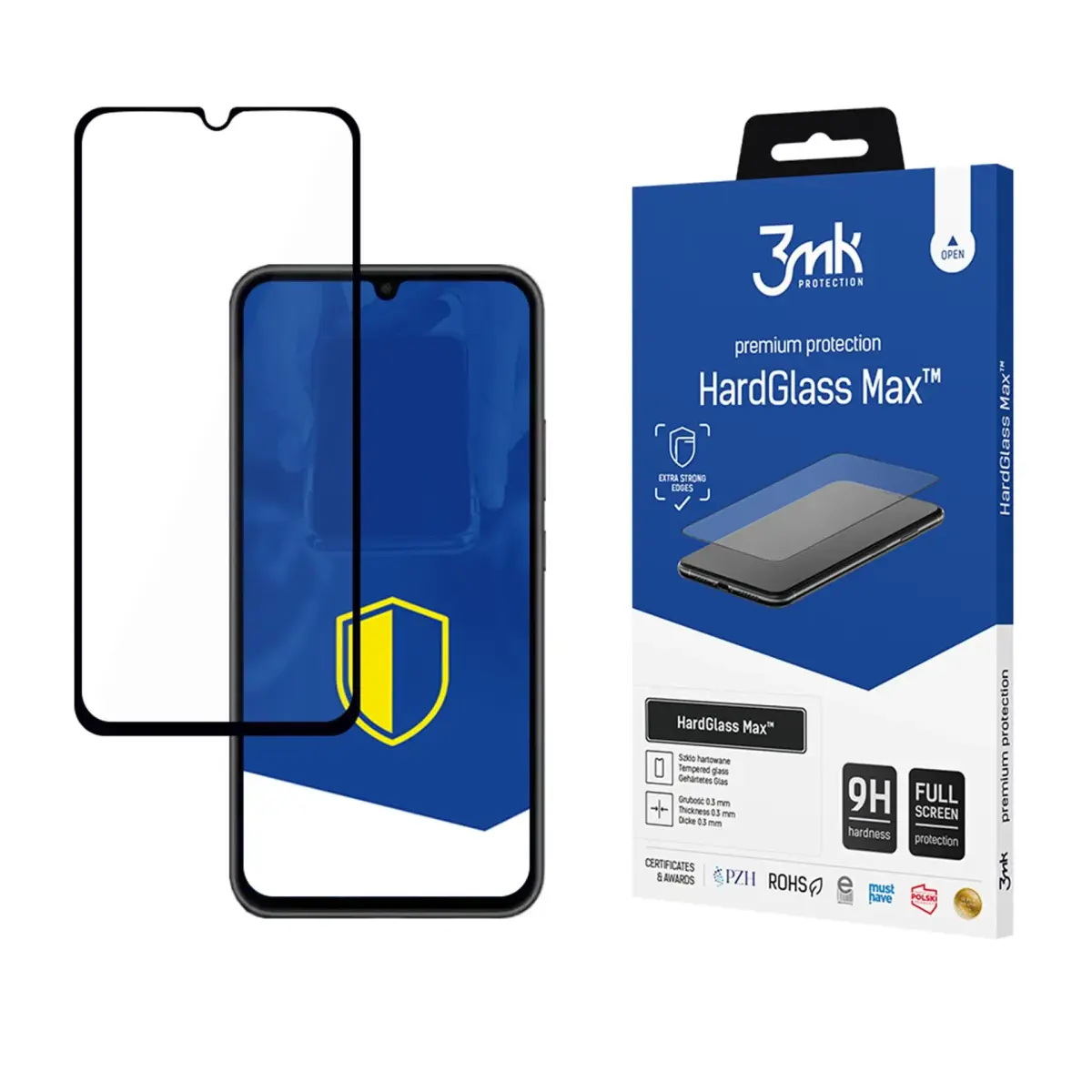 3mk HardGlass Max aizsargstikls telefona ekrānam Galaxy A34 5G ar uzstādīšanas rāmi