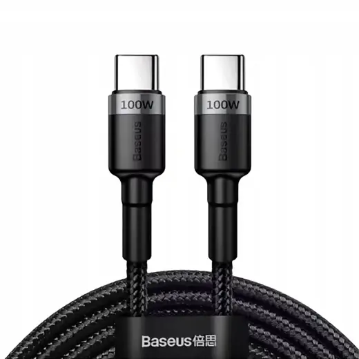 Baseus Cafule datu pārraides un uzlādes vads | USB-C uz USB-C | 100W | 2m | pelēks, melns