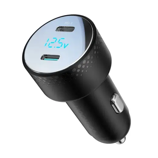Joyroom JR-CCD02 automašīnas lādētājs | 70W | PD, QC, PPS | USB-C | ar LCD ekrānu | melns