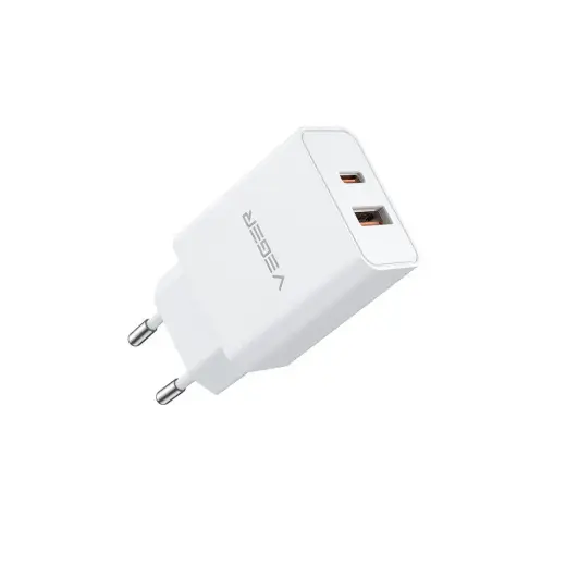 Veger VLS302U tīkla lādētājs | 30W | PD, QC, PPS | USB-C, USB-A | balts