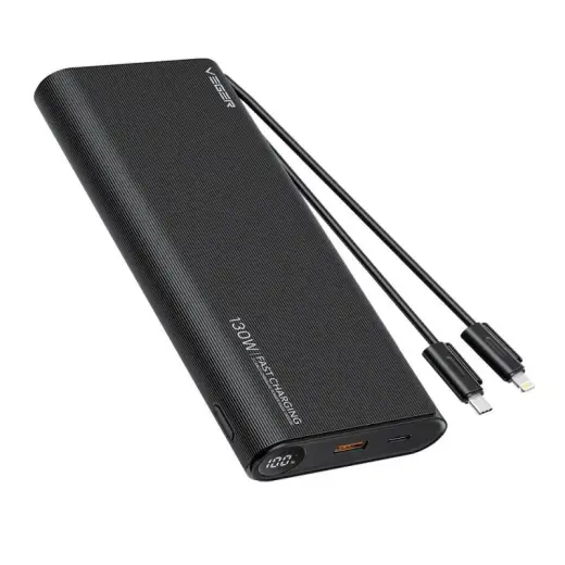 Veger TCE130 (W2503) PD 130W väline akupank (powerbank) | 25 000 mAh | 130W | PD | USB-C, Lightning | black