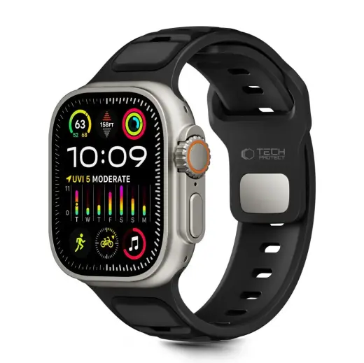 Tech-Protect Iconband Line išmaniojo laikrodžio dirželis Apple Watch 8/9/10/11/SE/Ultra (44/45/46/49 mm) | silikoninis | juodas