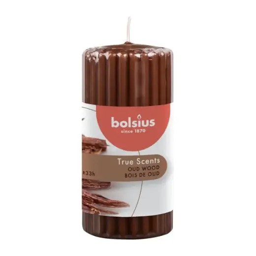 Candle scented cylinder True Scents Ø120x58mm oud wood