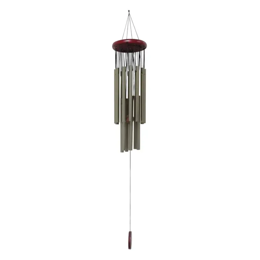 BESK Garden decor Wind chimes bronze and redwood base, medium