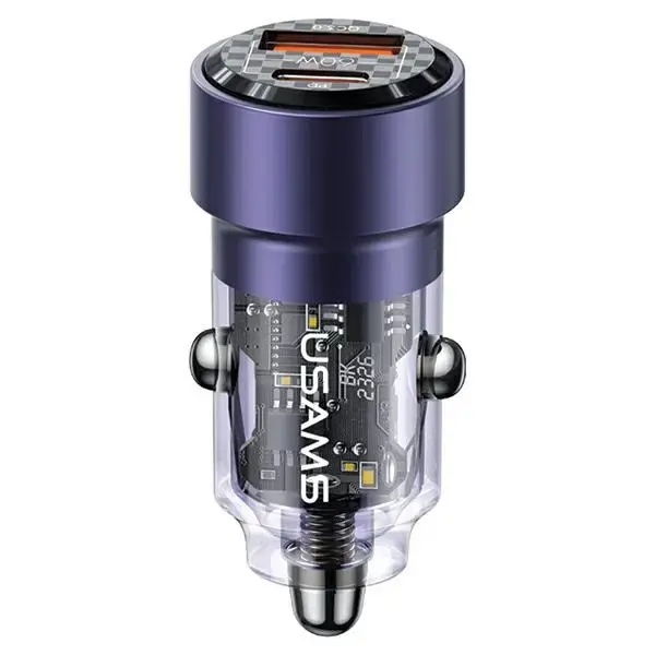USAMS C39 US-CC208 automašīnas lādētājs | 60W | USB-C, USB-A | violets