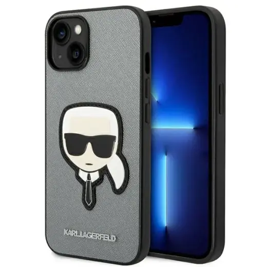 Karl Lagerfeld KLHCP14MSAPKHG iPhone 14 Plus 6,7" srebrny|silver hardcase Saffiano Karl`s Head Patch