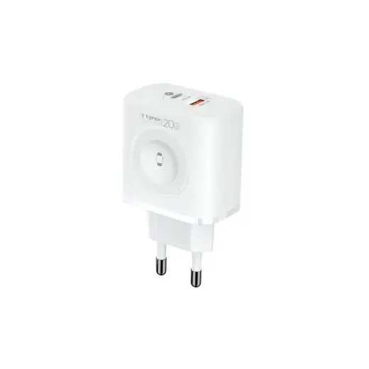 T-Phox T-PP20 tīkla lādētājs | 20W | GaN | USB-C, USB-A | balts