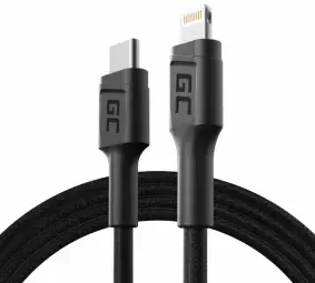Green Cell GC Power Stream datu pārraides un uzlādes vads | MFI | USB-C uz Lightning | 1m | melns
