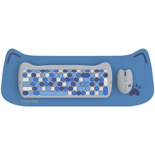 CANYON HSET-W6 EN Keyboard+Mouse Kitty Edition AAA+АА Wireless Blue