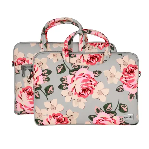 Wonder Briefcase Laptop 13-14 inches grey and roses